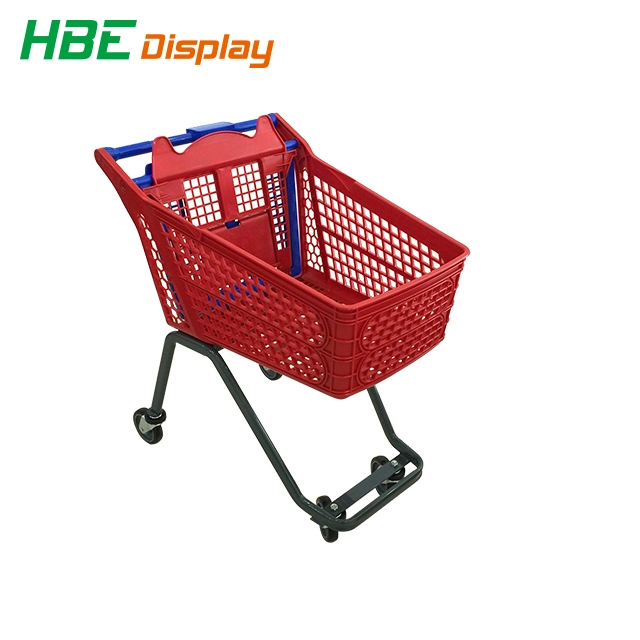 Supermarket Grocery New Style All Plastic Basket Shopping Trolley Cart