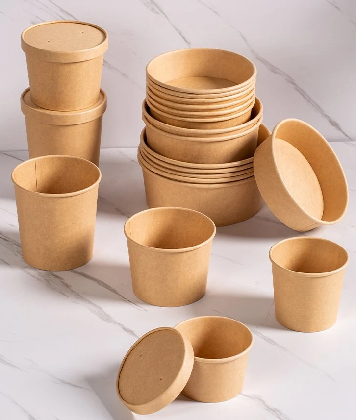 High quality/High cost performance  Disposable Eco-Friendly Kraft Paper Packaging Round Salad Bowl