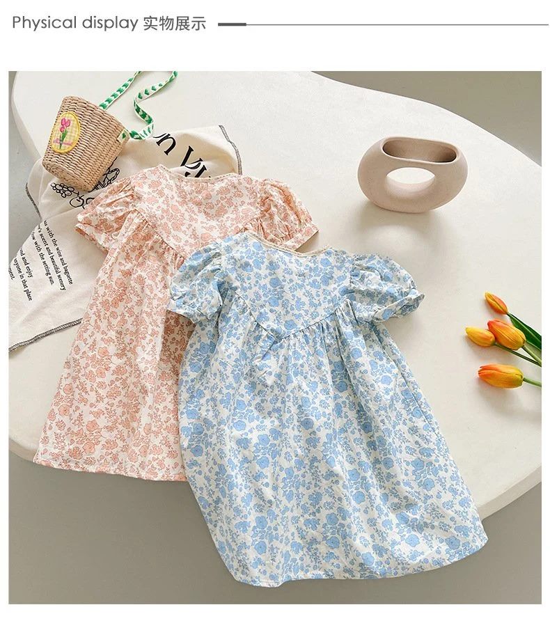 Fresh Floral Girls Dress Summer New Lace Children's Dress Baby Clothes