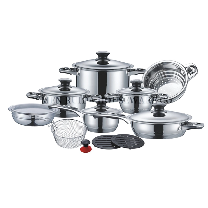 Factory Price Mirror Polish Wide Edge Stainless Steel Cookware Set