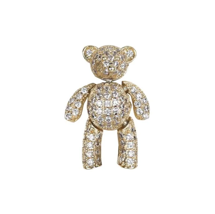 Little Bear Crystal Diamond Gold Luxury Nail Art Charms