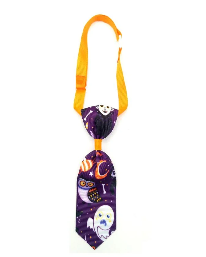 Grooming Pet Hot Sale Halloween Party Pumpkin Design Adjustable Dog Neck Collar Bow Tie