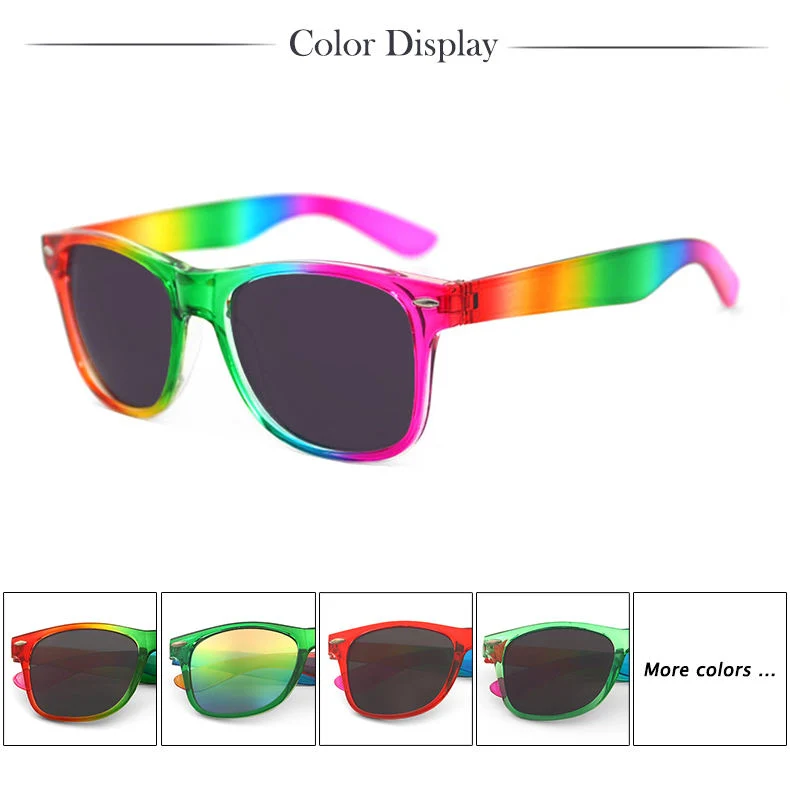 2023 Unisex Rainbow Frame Custom Logo Colorful Rainbow Gafas de sol