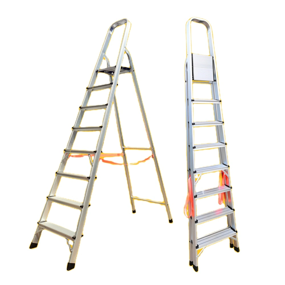 8 Step ANSI A 14.2 Aluminum A Shaped Folding Household Ladder