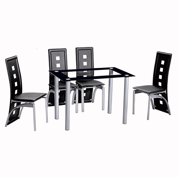 Mesa de comedor de lujo moderna con tapa de vidrio rectangular Muebles de comedor