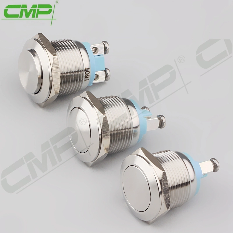 CMP 19mm 1no Stainless Steel or Chromium Anti-Vandal Momentary Push Button Switch