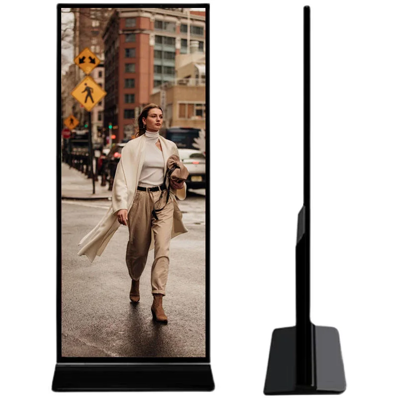 HD Monitor LED Screen Floor Stand Digital Signage Outdoor Ad Dual Player