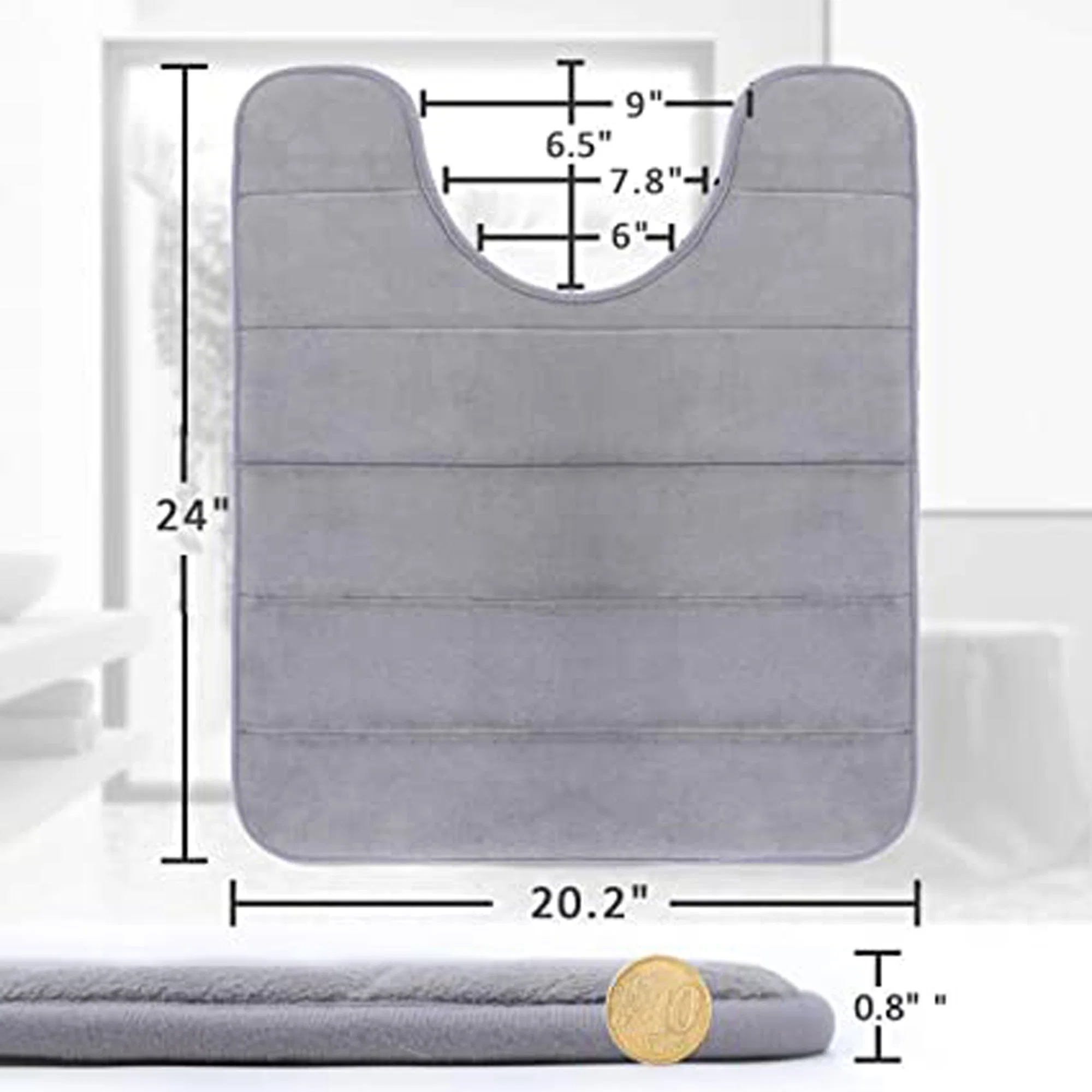 Commode Contour Rug Soft and Comfortable Super Water Absorption for Bathroom Memory Foam Toilet Bath Mat U-Shaped