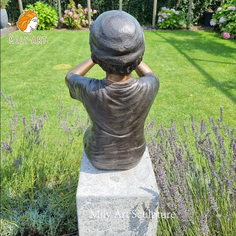 Customized Boy Plays The Flute Bronze Figure Sculpture for Garden