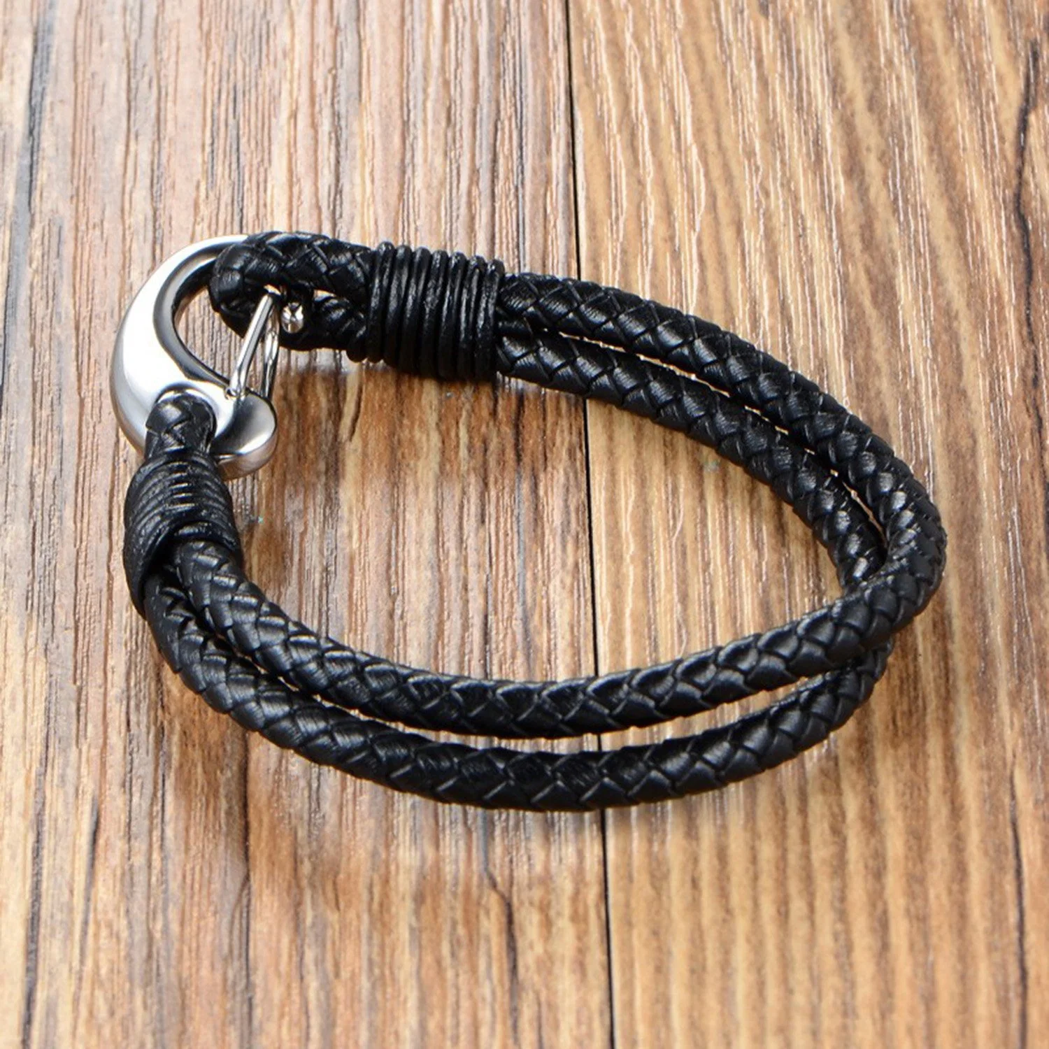 Titanium Steel Bracelets Hand Woven Leather Rope Bracelets Personalized Trendy Jewelry Wolesale Blfp91