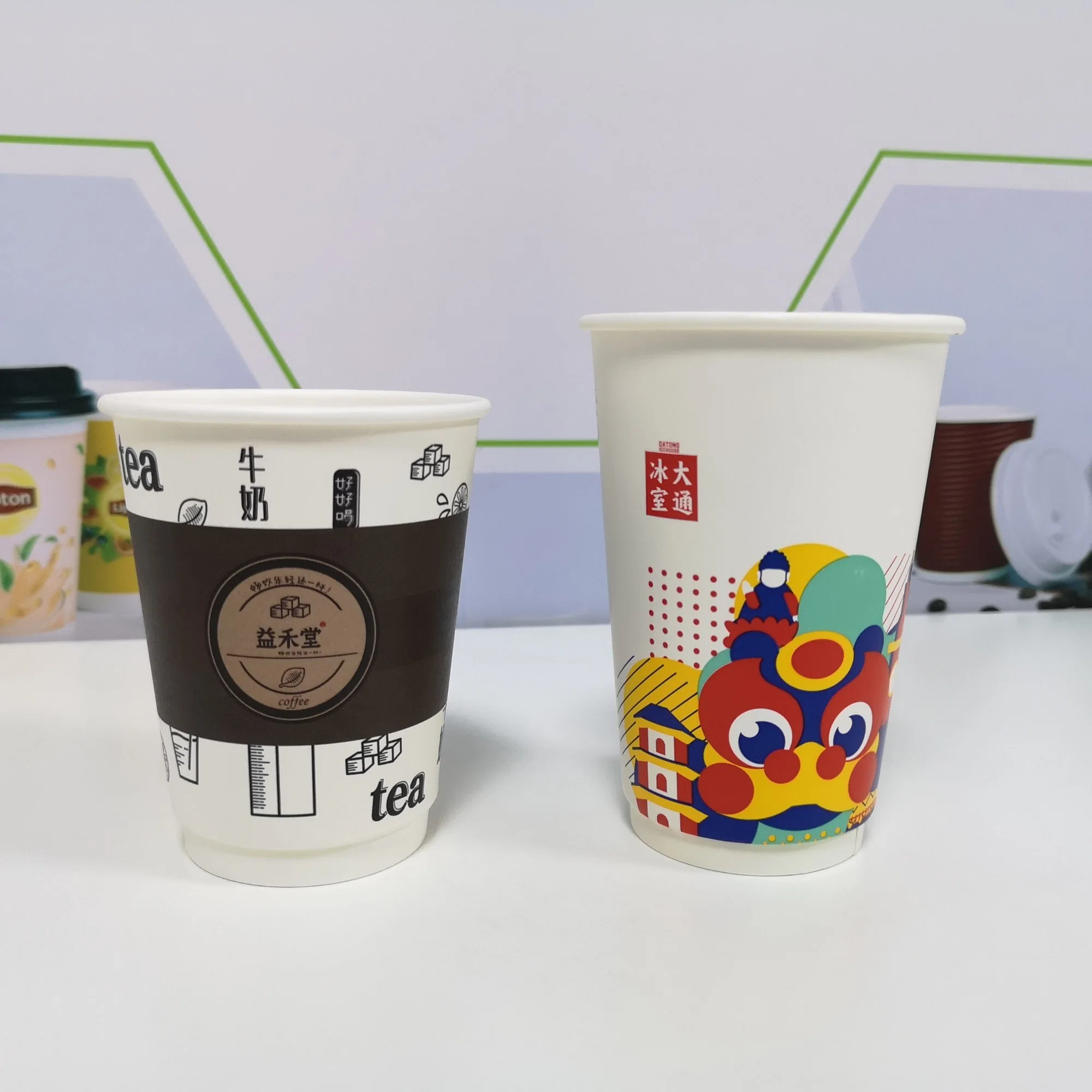 Various Sizes Customized Single Wall/ Double Wall/ Ripple Wall Disposable Paper Cups for Hot Beverage Coffee/ Tea/ Milk Tea