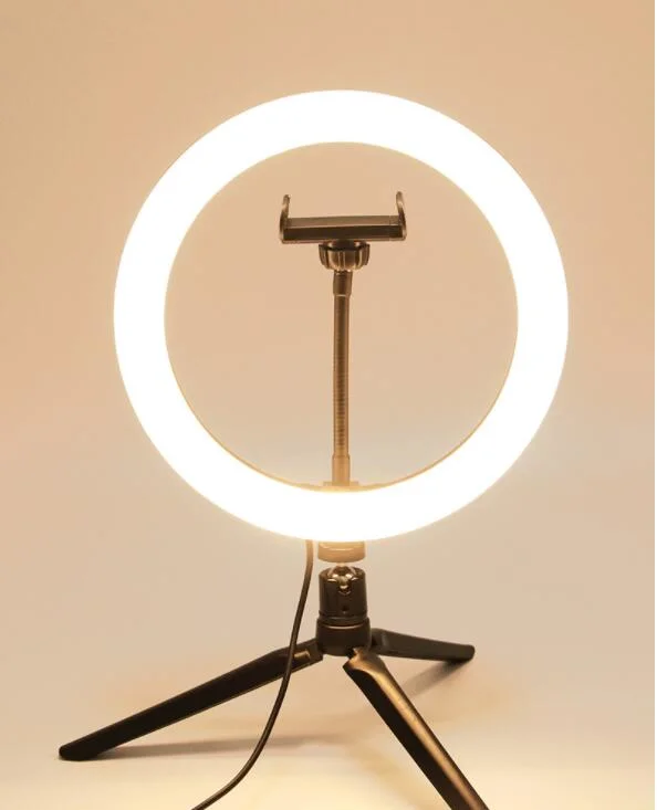 10 Selfie Ring Light with Tripod Stand and Cell Phone Holder, Dimmable Desktop LED Circle Light