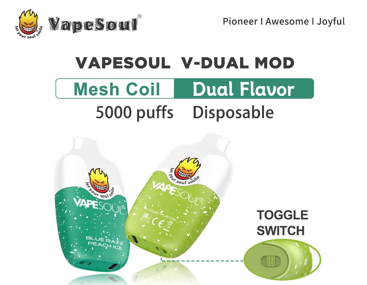 Large Capacity Vapesoul 10ml 5000 Puffs Disposable Vape Outdoor Portable Fitness Plastic Paper Package Sports Relaxing Space Round Design Vape