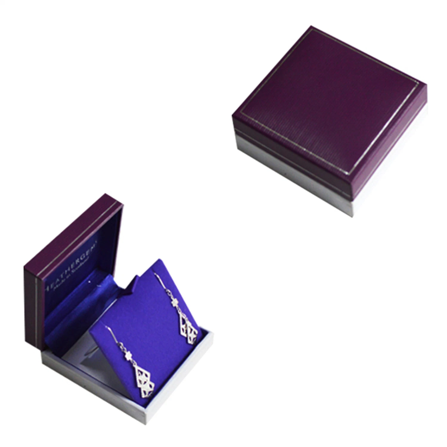 Hight Grade Custom Purple Leather Paper and Velvet Deorative Box to Packing Pendant Diamond Jewelry