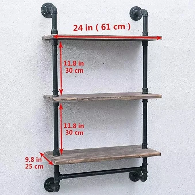 Etagère pour tuyaux muraux rustique industriel avec porte-serviettes pour Salle de bains