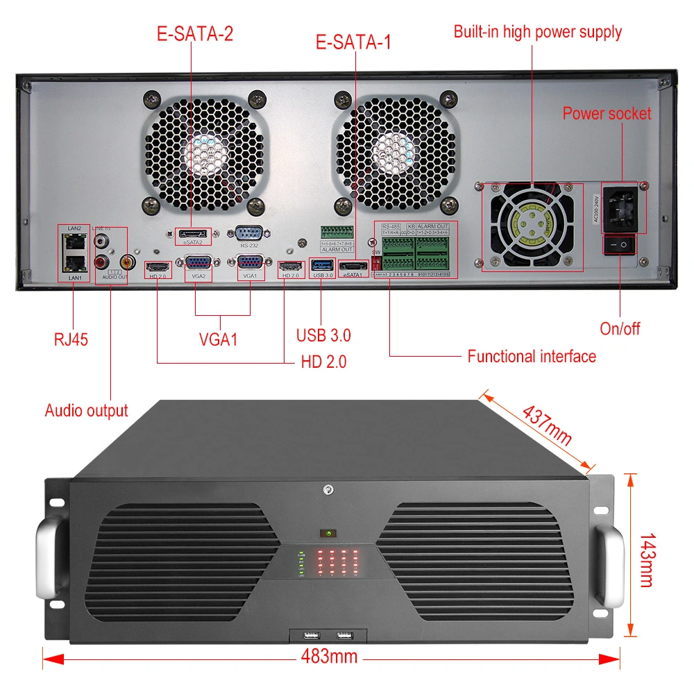 High quality/High cost performance  16 HDD Security 3u 128chs 4K Network Security NVR