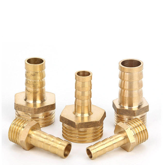 1/8" 1/4&prime; &prime; 3/8" 1/2" Brass Male Thread Hose Barb Coupler Tower Shape Fitting Pneumatic Connector with 6/8/10/12/14/16/25/32mm