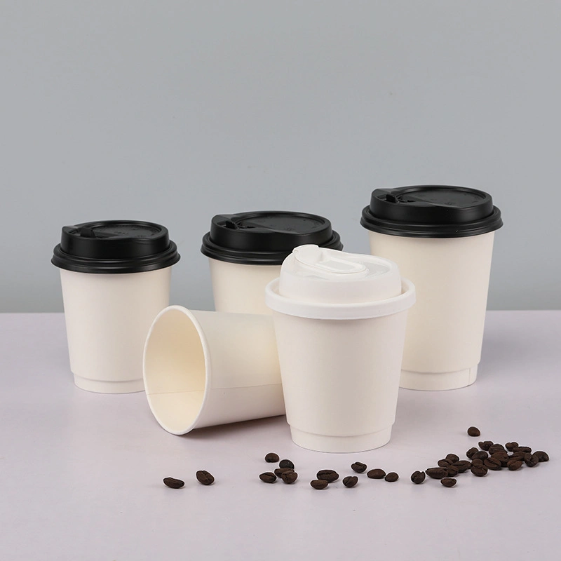 Customizable Logo Disposable Double-Layer White Paper Cup Thickened Coffee Cup (PL-114)