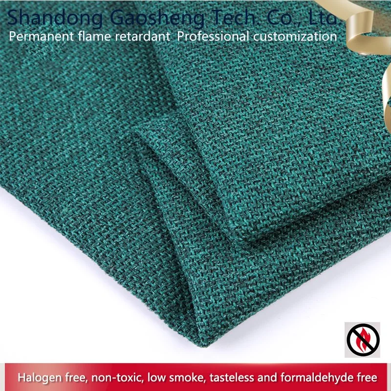 Flame Retardant Linen Like Fireproof Polyester Upholstery Fabric for Home Textile