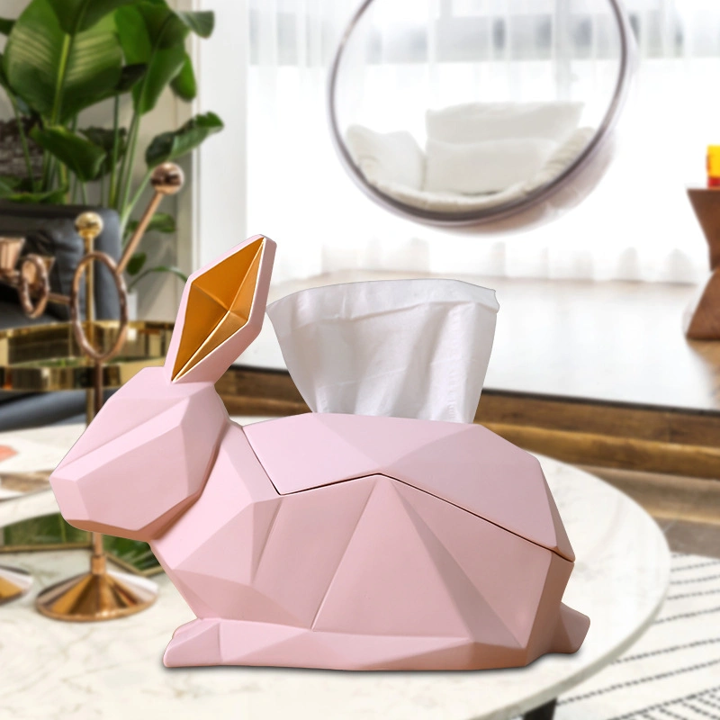 Modern Simple Geometric Rabbit Resin Tissue Box for Stylish D&eacute; Cor