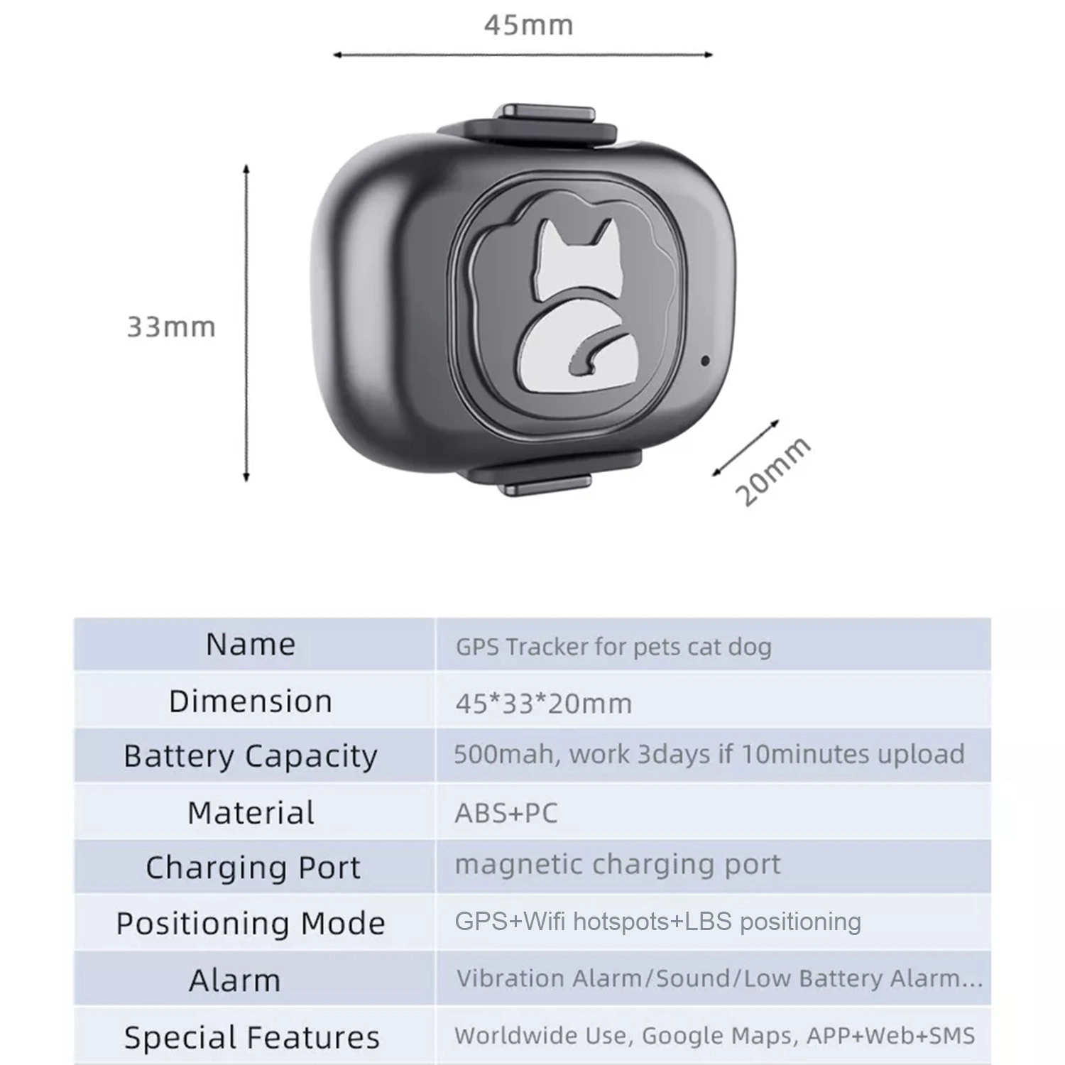 Nouvelle usine de Chine IP67 étanche animaux 2G sécurité GPS Poignée de commande Tracker avec fonction d'écoute GEO-Fence notification Y32