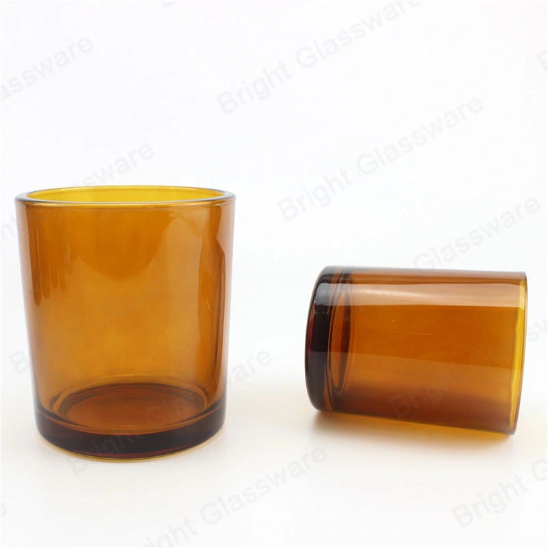 Translucent Spray Color Painted Brown Candle Holder Glass