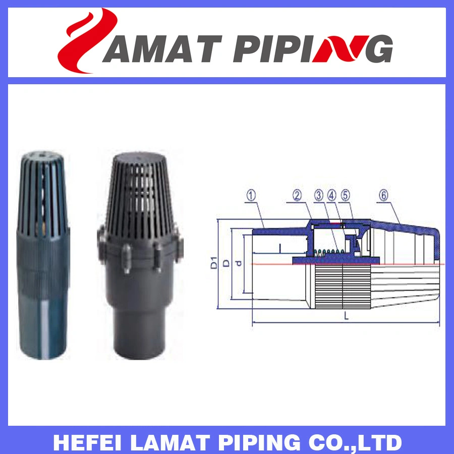 China Made Factory Price ASTM/DIN/BS/JIS Pn10/Pn16 PVC/UPVC//CPVC/PPR Plastic Foot Valve