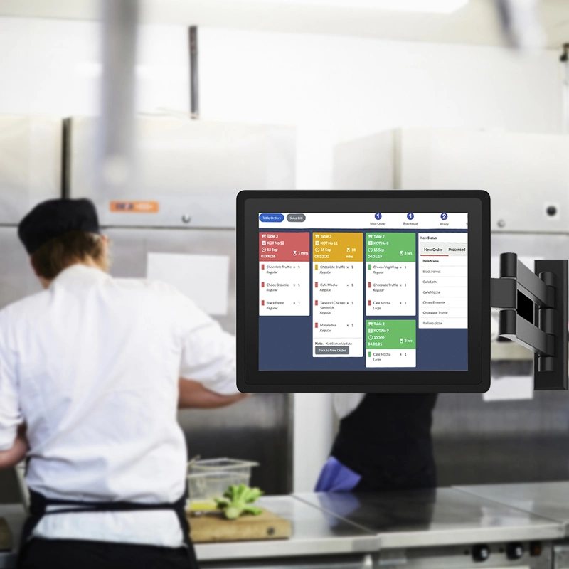 IP65 Full Waterproof 10,1 15,6 Zoll Touchscreen All-in Bildschirm für die KDS-Commercial Kitchen-Anzeige für ein Panel-PC-Restaurant