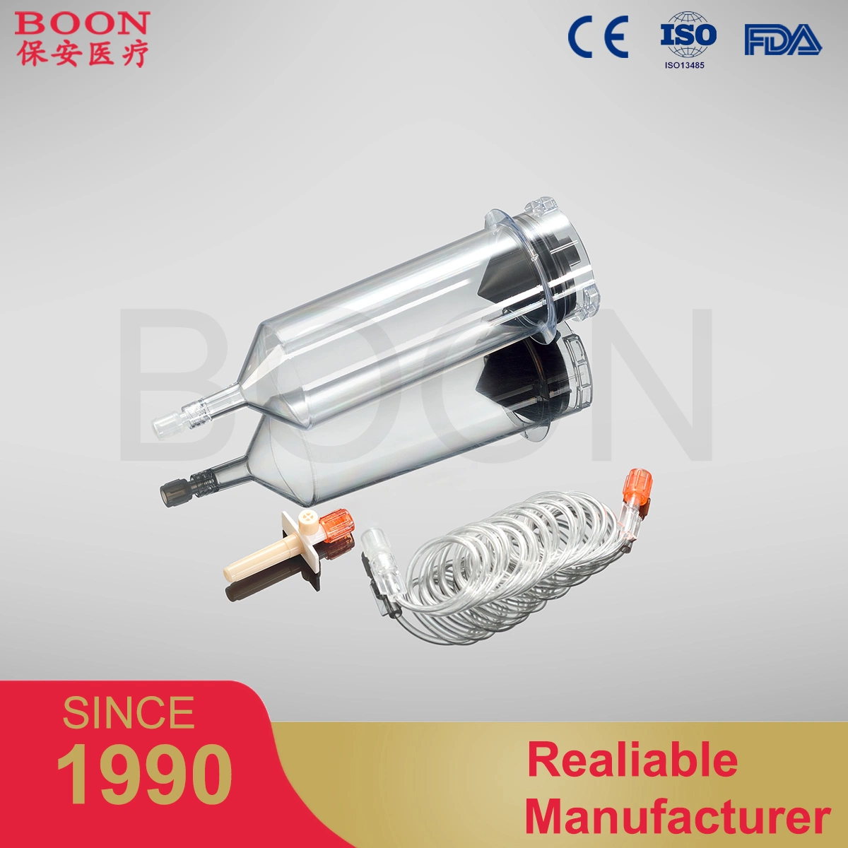 Boon Medical 200ml High-Pressure Medrad Stellant CT Transparent Contrast Saline Syringes