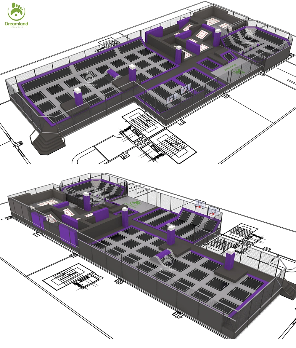 Parque de Diversiones de salto de trampolín de parkour para Adultos Niños personalizado Diseño comercial trampolín Park