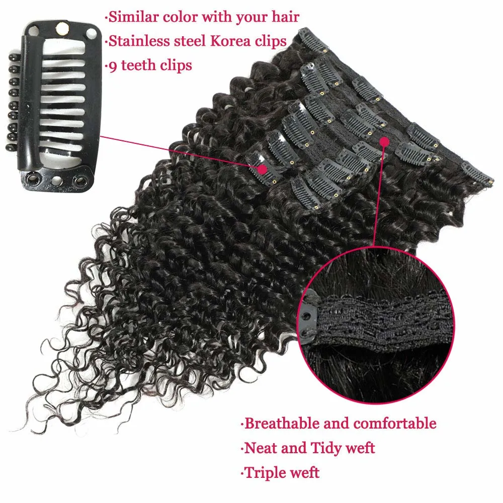 Kbeth Human Hair Extensions Deep Wave for Beautiful Sexy Black Women 2021 Fashion Breathable and Soft 100% Virgin Remy Clip in Human Hair Extension Good Quality