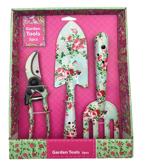 Iron Lady's 3PCS Floral Printed Tools, Shovel, Fork and Pruning Shears, Garden Tools