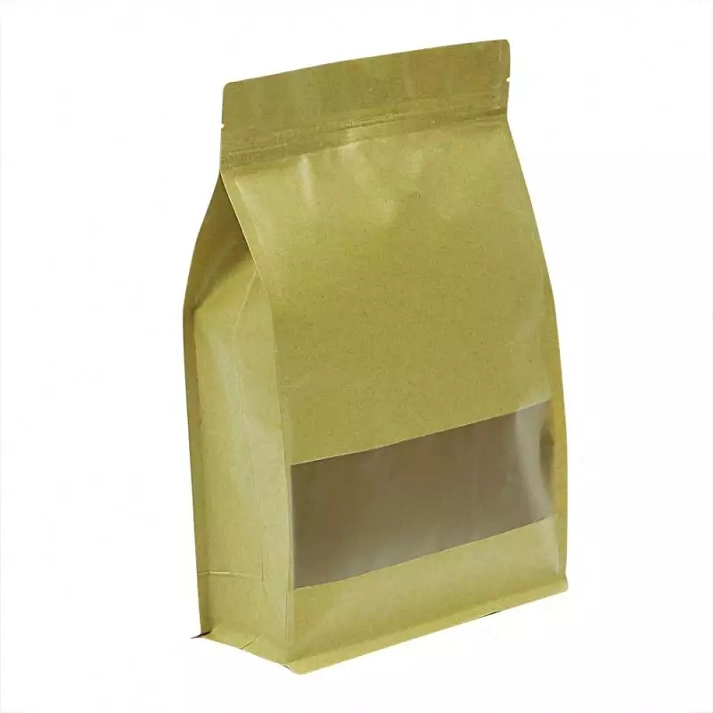 Ventana de la bolsa con bolsas Embalaje Soporte cremallera de embalaje Para almacenamiento de alimentos Tea Valve Lock Ziplock Kraft Bolsa de papel