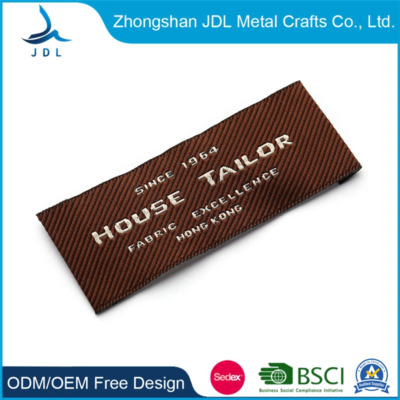 China Suppliers Custom Woven Fabric Label for Clothing/Hats/Garments/Bags/Home Decoration/Promotional with Logo Branding