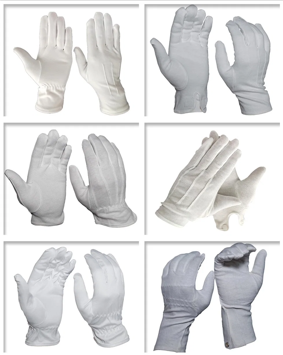 White Cotton Military Tactical Parade Ceremony Hand Gloves with Snap on Cuff