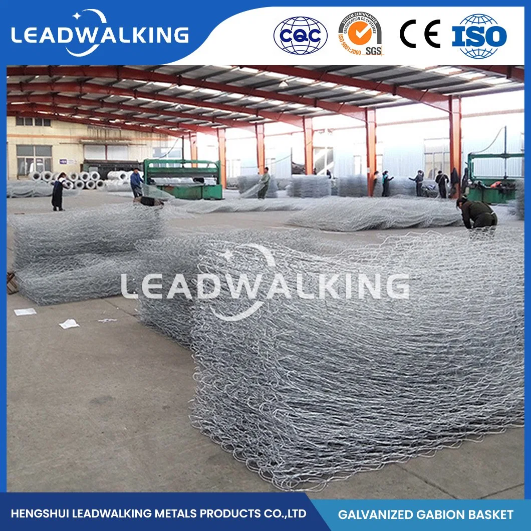 Leadwalking 100X150mm Mesh Metal Hexagonal Gabion Stone Cage Factory Civil Engineering Galvanized Wovean Gabion China Woven Galvanized Hexagonal Gabion