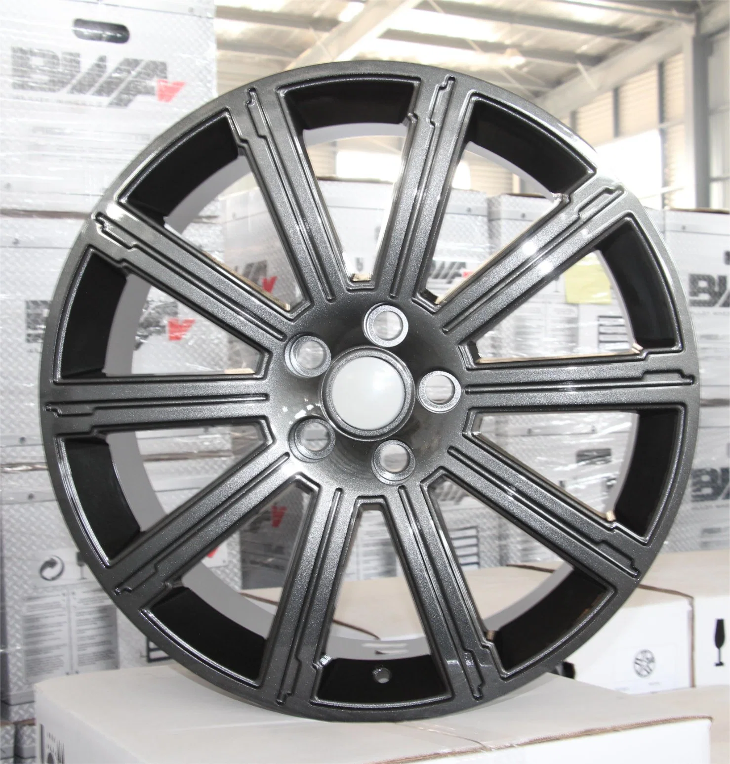 5 Holes Gun Metal Car Alloy Rim Replica Wheel