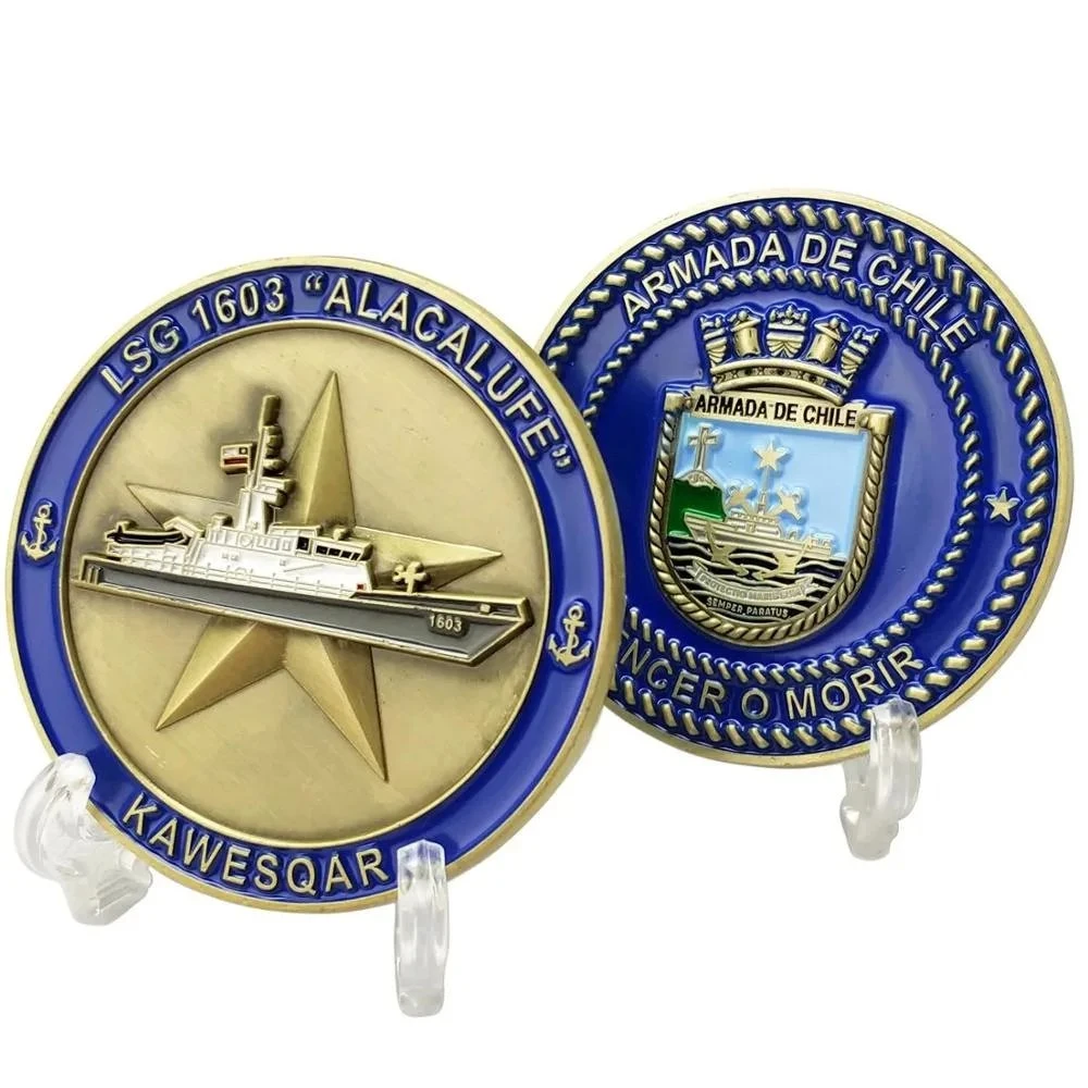 Artesanías de Metal de Chile personalizadas de fábrica, monedas de recuerdo conmemorativas 3D, regalo promocional, colección militar de la Marina del ejército,