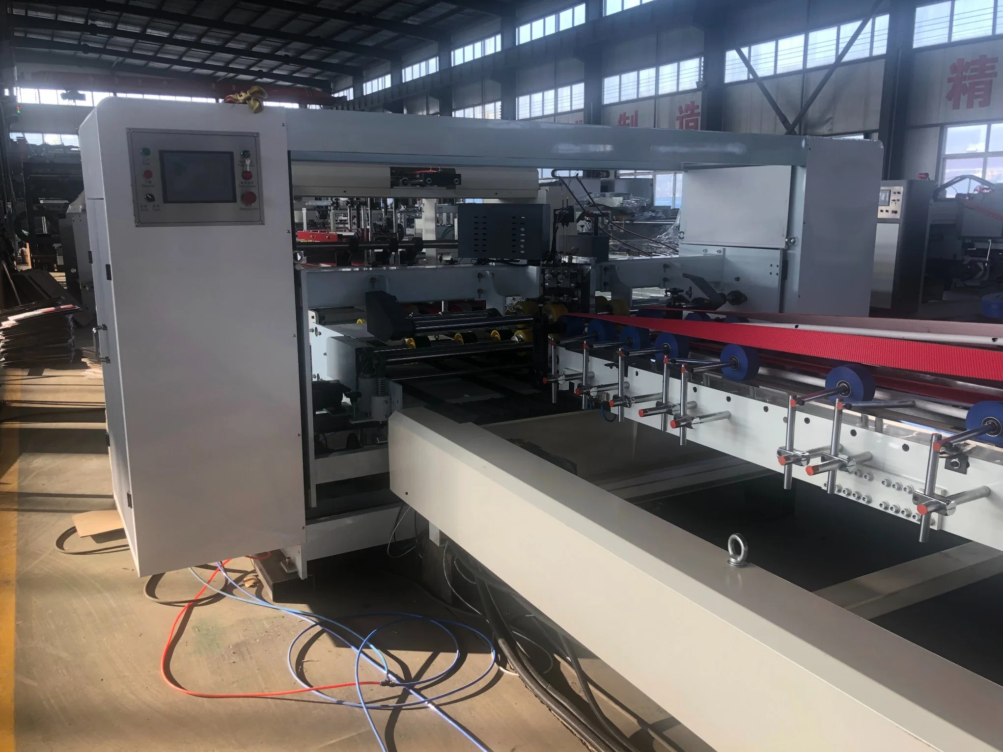 Automatic Corrugated Box Folder Gluer Stitcher Carton Machinery