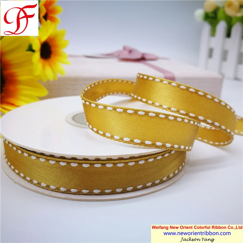 Saddle Stitched Satin Ribbon for Gifts, Garments, Holiday Decoration From China Big Factory for Garments/Gifts/Packing/Holiday Decoration