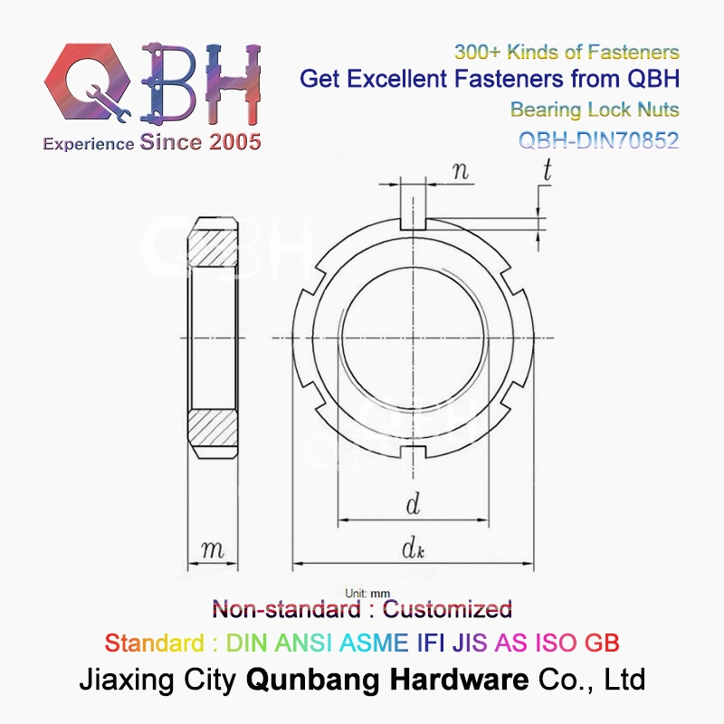 Qbh Standard DIN70852 Customized Slotted Locking Plate Groove Round Nut Spare Bearing Accessories