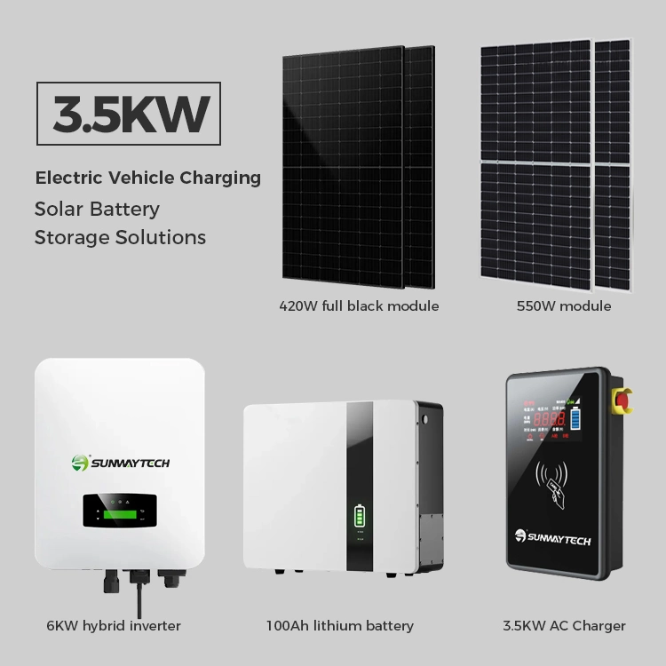 Sunway 3.5 kw All-in-One نظام الطاقة الشمسية الهجين المتكامل المنتجات الطاقة الكاملة بنوك لأنظمة الاستخدام المنزلي مع شاحن EV