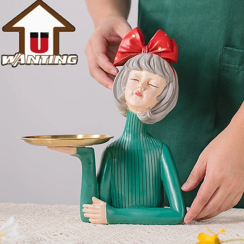 Home Декорации Nordic Bubble Girl Figurine Storage Tray Resin Crafts Декор ручной работы