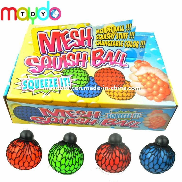 Neuheit Squeeze Squishy Mesh Traubenkugelspielzeug mit Kappe