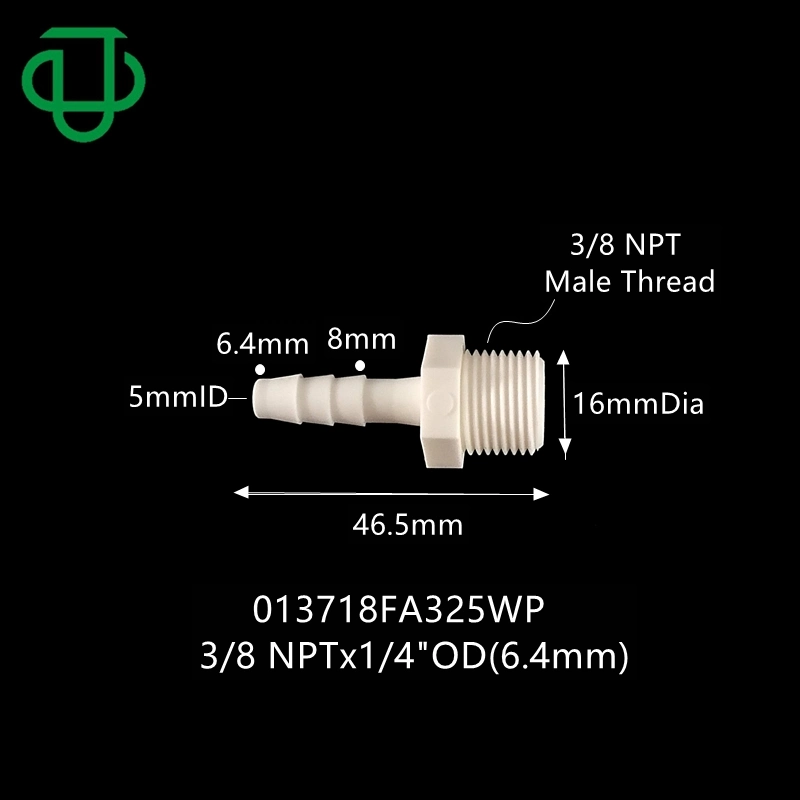 3/8"NPT Barbed Joint Plastic 1/2" ID Tubing Threaded Air Hose Couplings