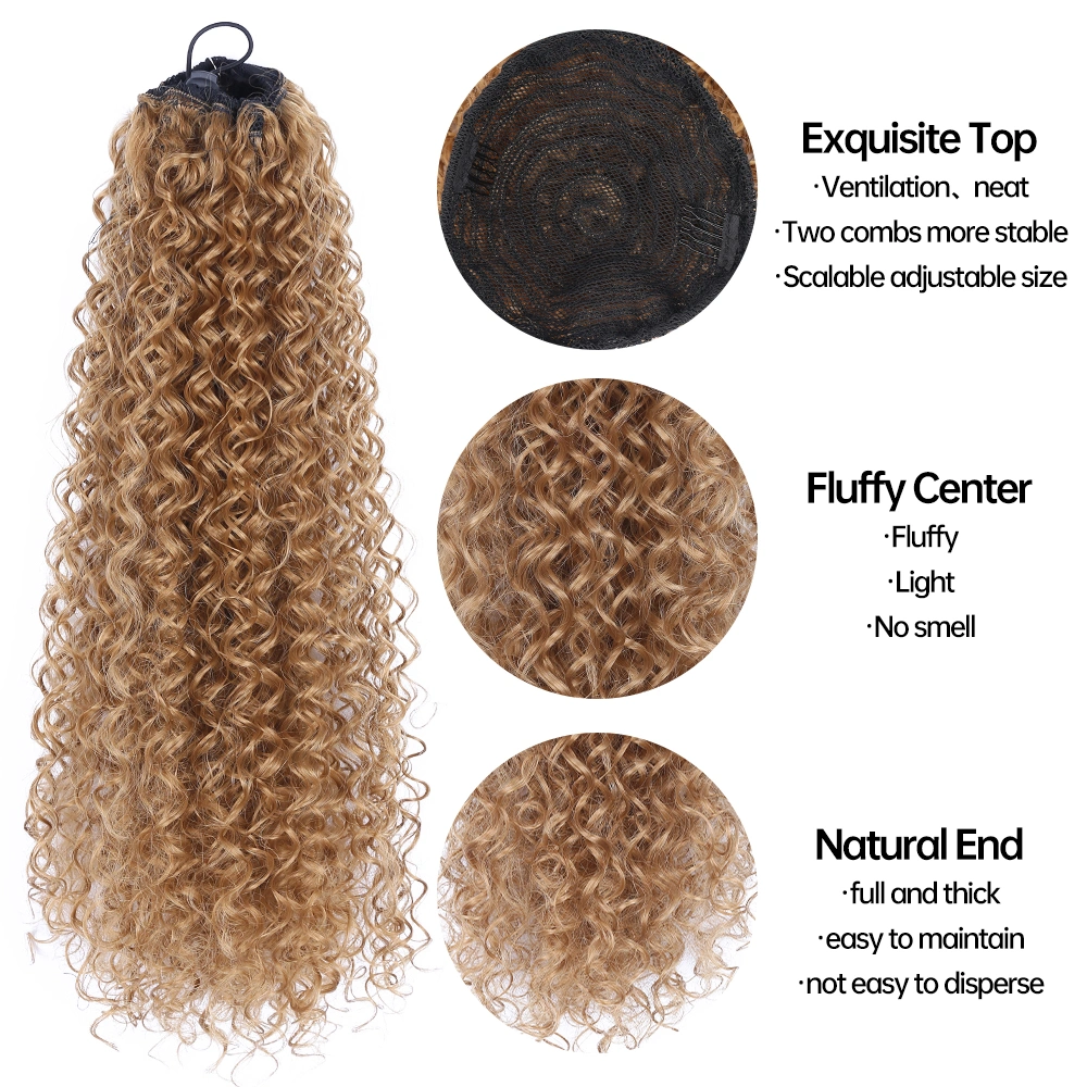 19" 100 G Adjustable Strap Drawstring Curly Long Synthetic Hair Easy to Install Ponytail