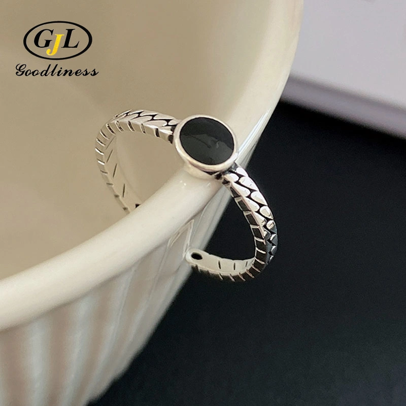 مجوهرات أزياء إيرنغ 925 Sterling Silver Onyx Gemstone