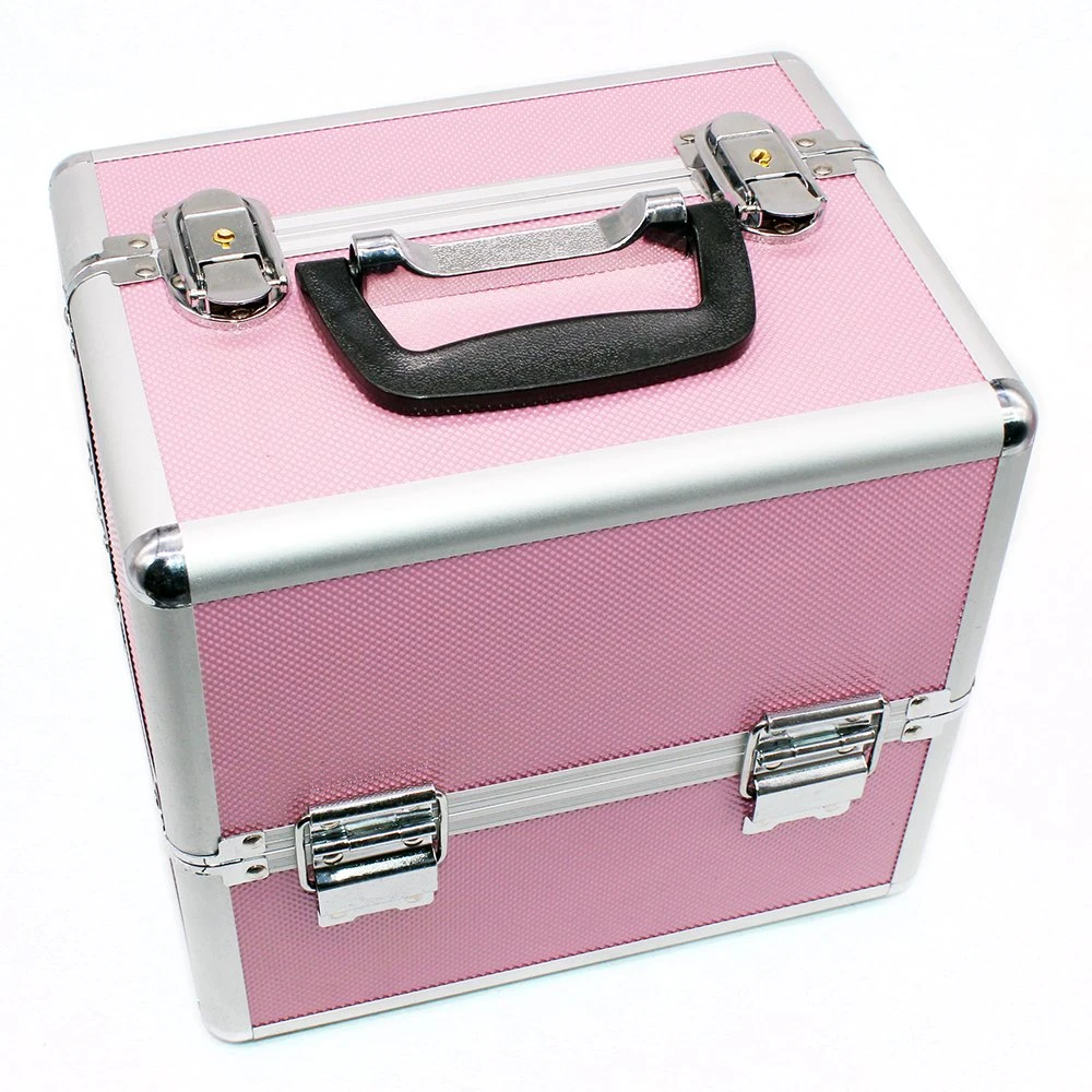 Hard Train Muti-Function Makeup Train Case Professional Aluminum with 6 Tier Tray and Brush Holder