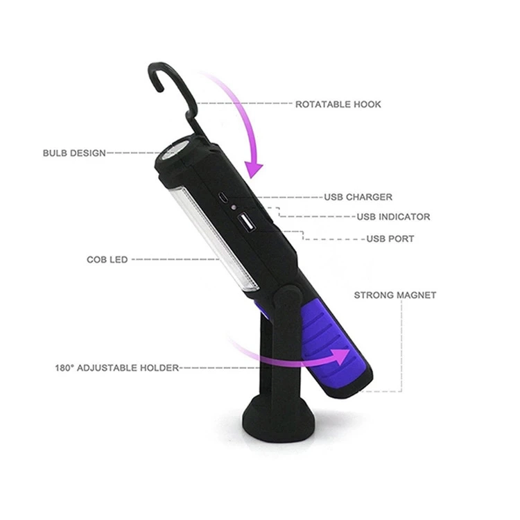 Goldmore11 Useful 3*AA Battery Rotation Built-in Magnets Handhold 3W COB Work Light with LED Inspection Work Lamp