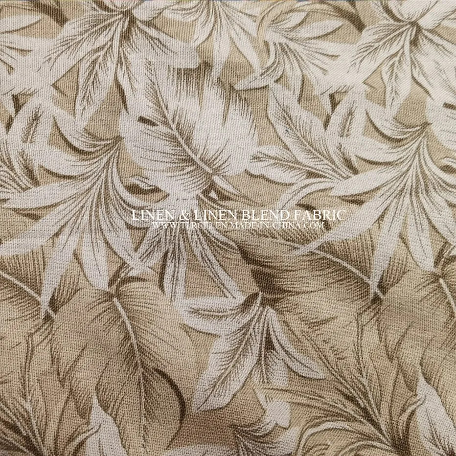 Breathable Eco-Friendly Light Floral Custom Printing Linen Cotton Fabric